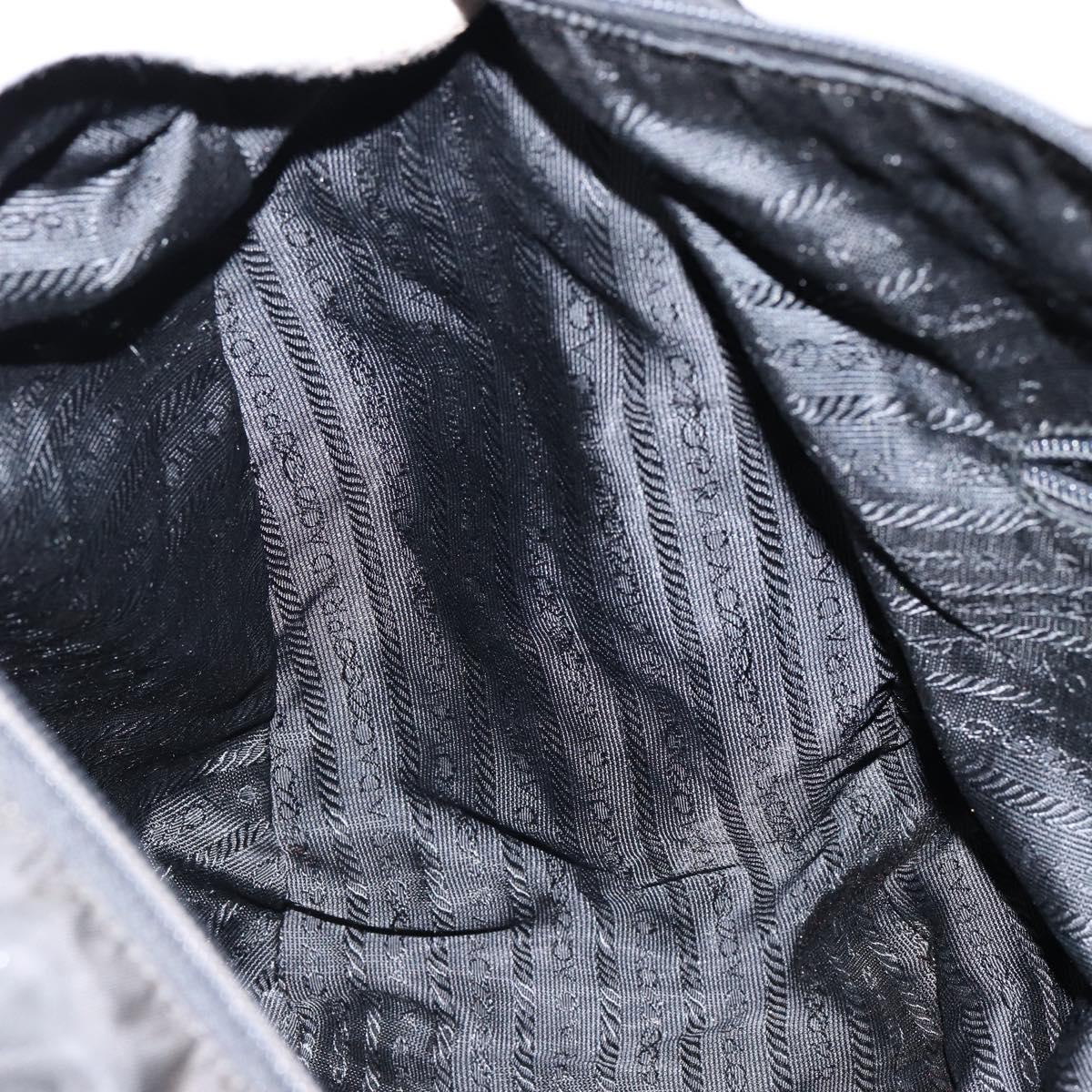 PRADA Shoulder Bag Nylon Leather Black Gold Auth bs30072