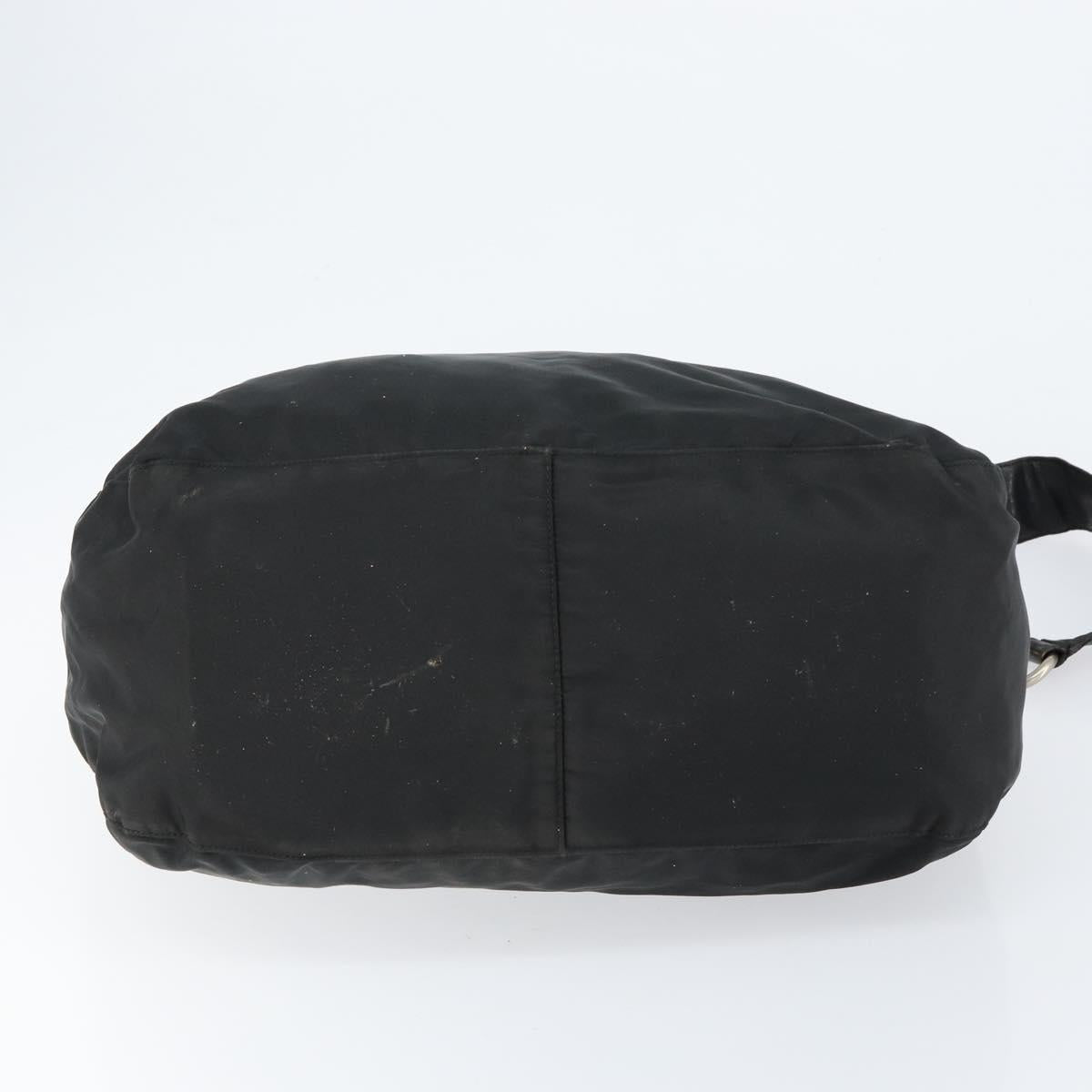 PRADA Shoulder Bag Nylon Leather Black Gold Auth bs30072