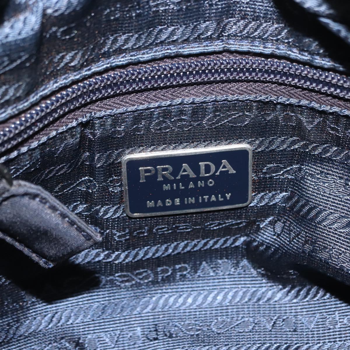 PRADA Beads Tote Bag Nylon Black Silver Auth bs30073