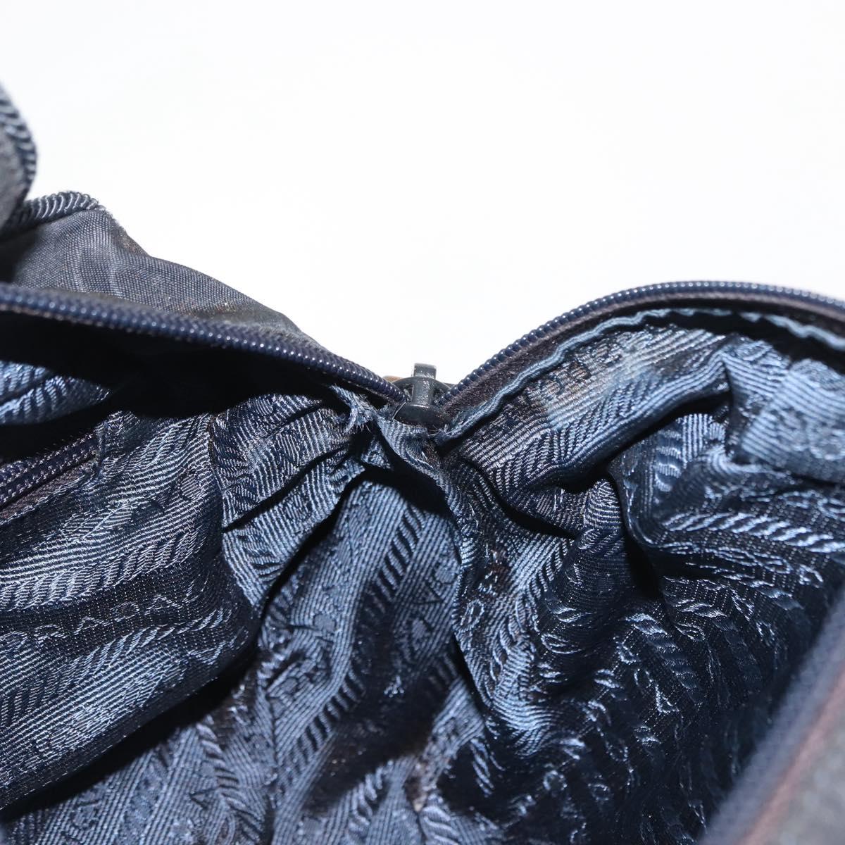 PRADA Beads Tote Bag Nylon Black Silver Auth bs30073