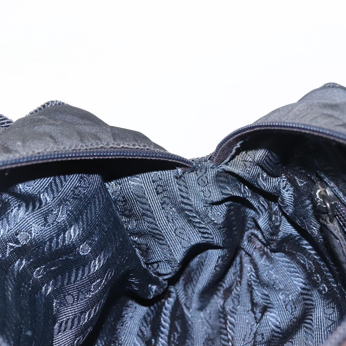 PRADA Beads Tote Bag Nylon Black Silver Auth bs30073