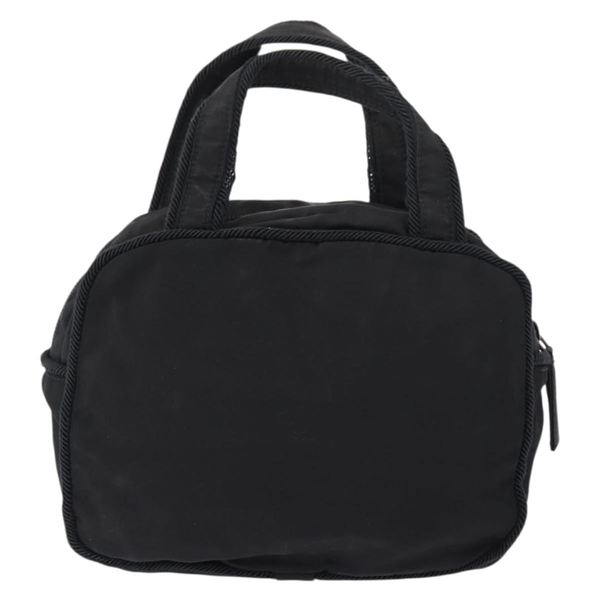 PRADA Beads Tote Bag Nylon Black Silver Auth bs30073