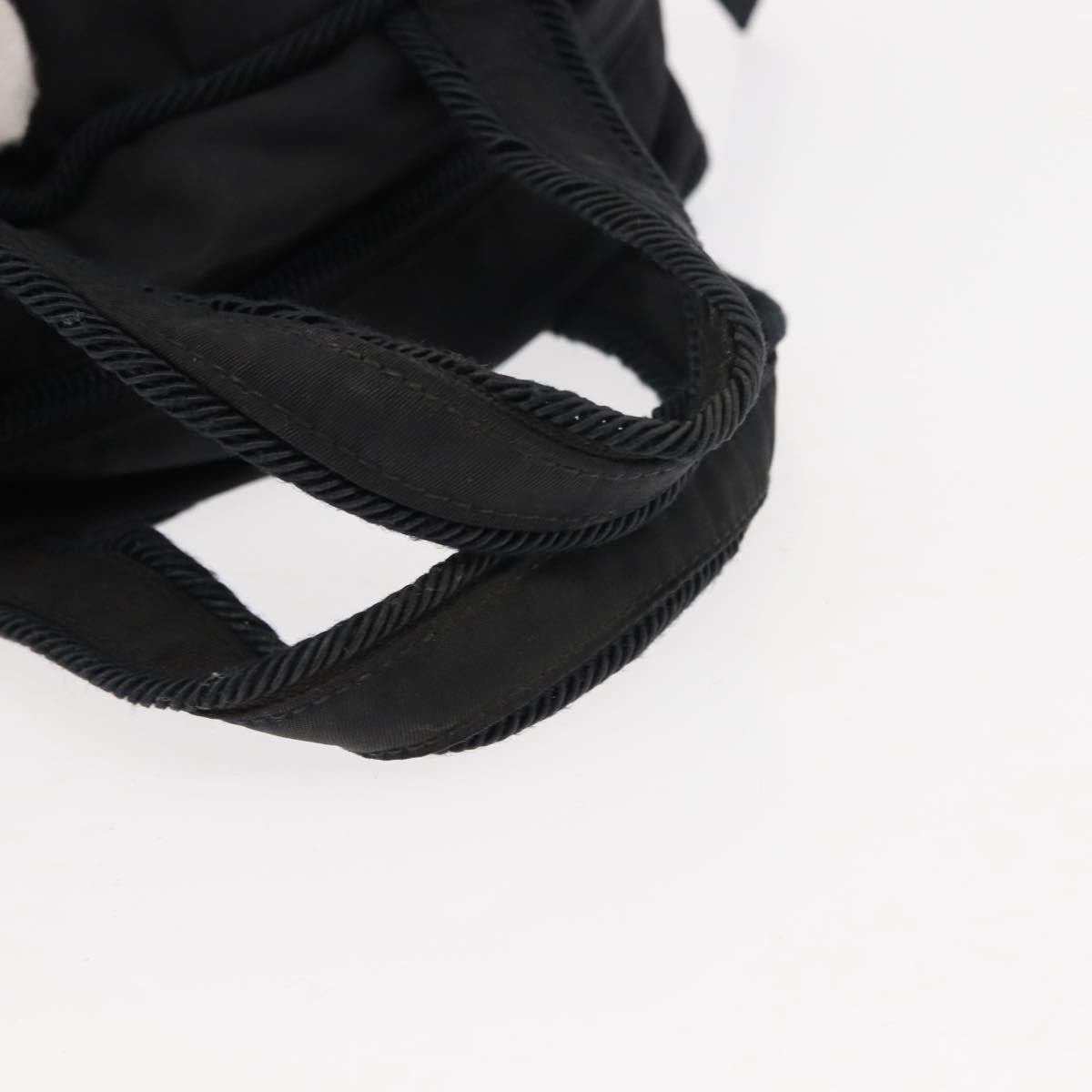 PRADA Beads Tote Bag Nylon Black Silver Auth bs30073