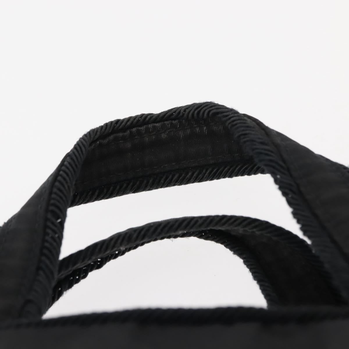 PRADA Beads Tote Bag Nylon Black Silver Auth bs30073
