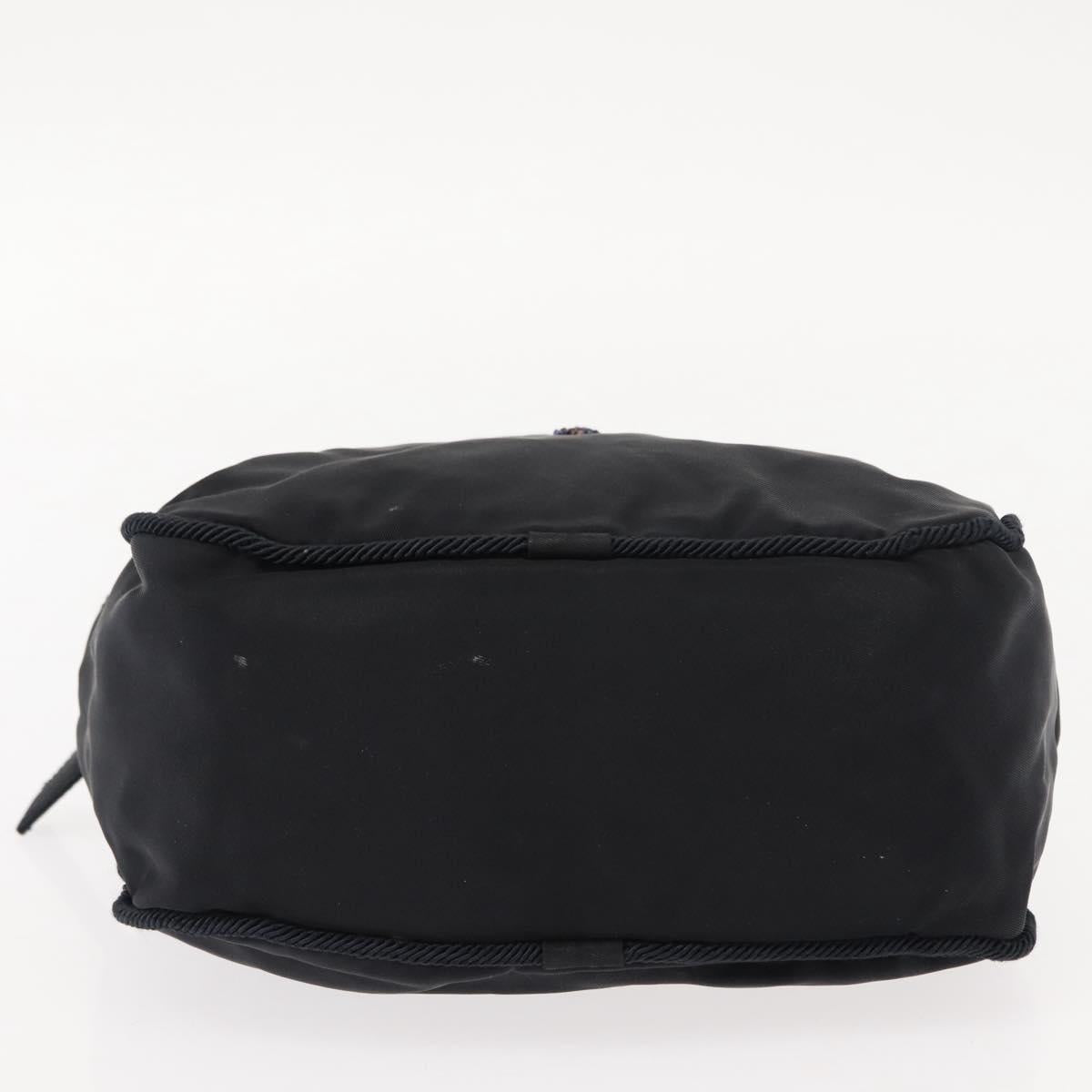 PRADA Beads Tote Bag Nylon Black Silver Auth bs30073