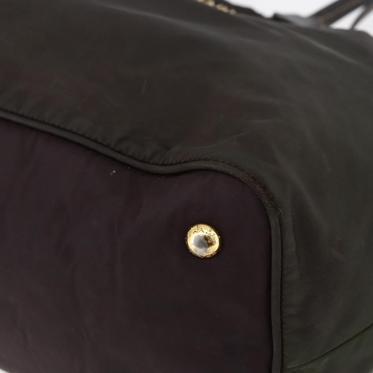 PRADA Tote Bag Nylon Khaki Gold Auth bs30074