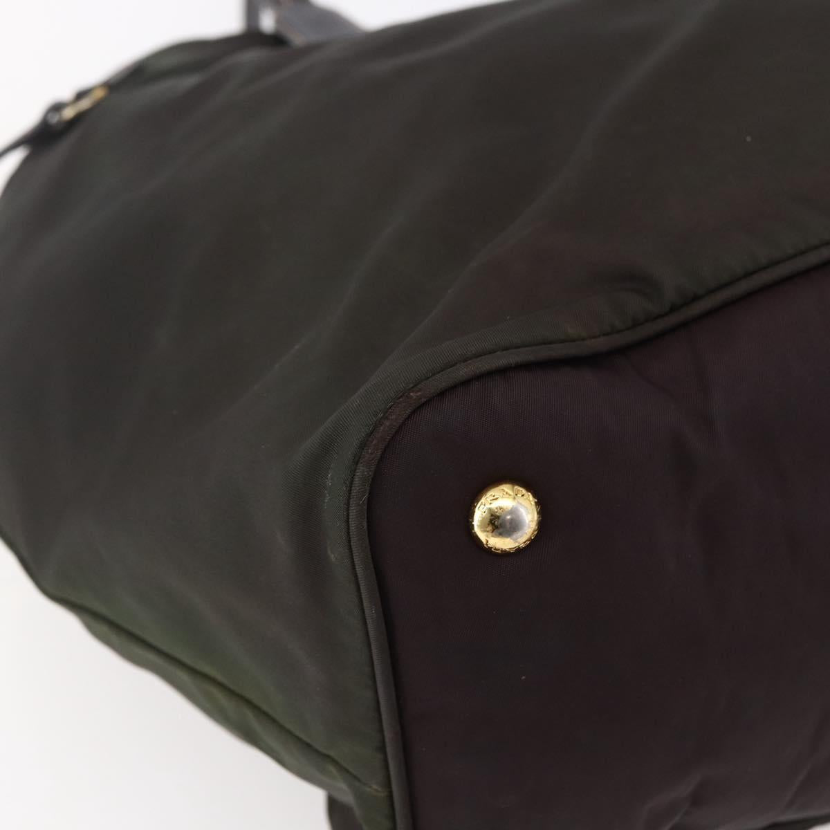 PRADA Tote Bag Nylon Khaki Gold Auth bs30074