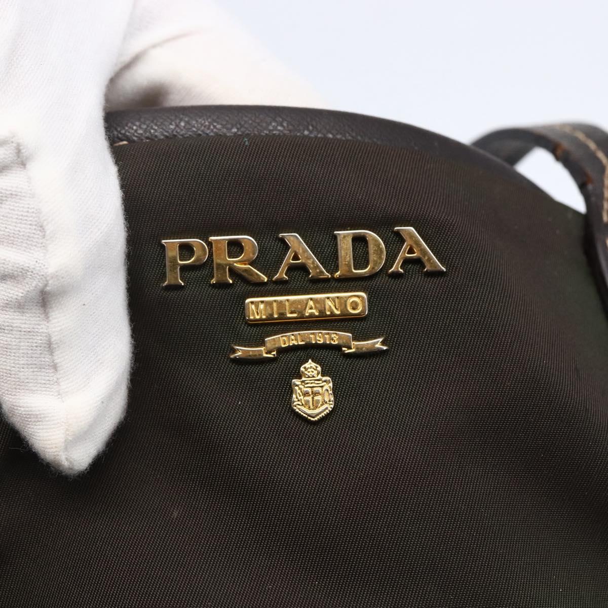 PRADA Tote Bag Nylon Khaki Gold Auth bs30074