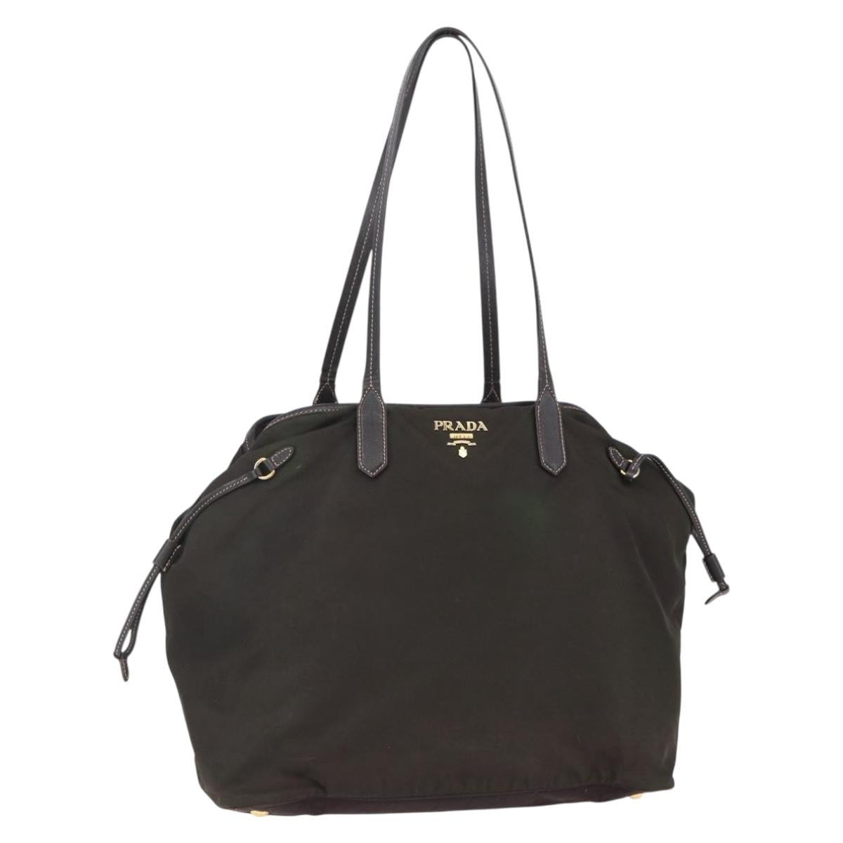 PRADA Tote Bag Nylon Khaki Gold Auth bs30074
