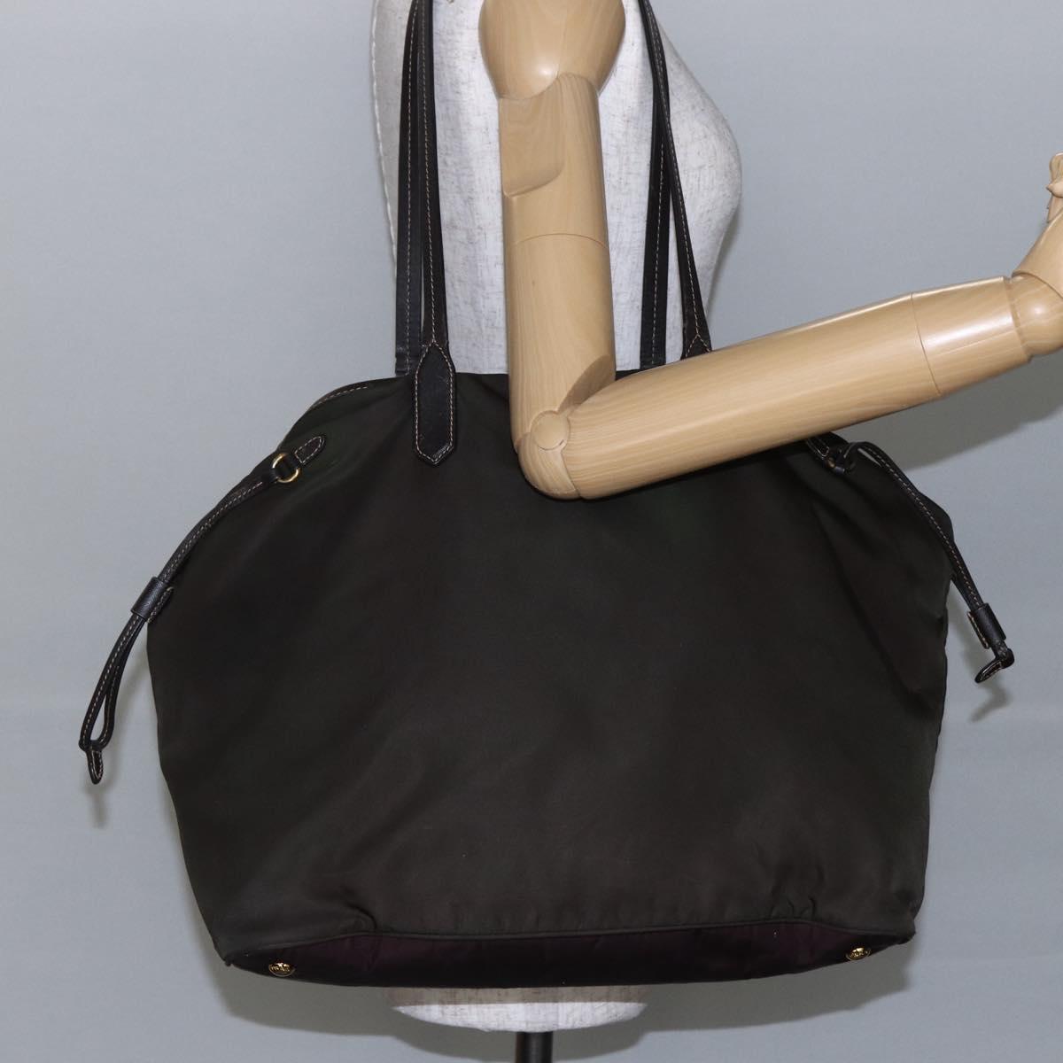 PRADA Tote Bag Nylon Khaki Gold Auth bs30074