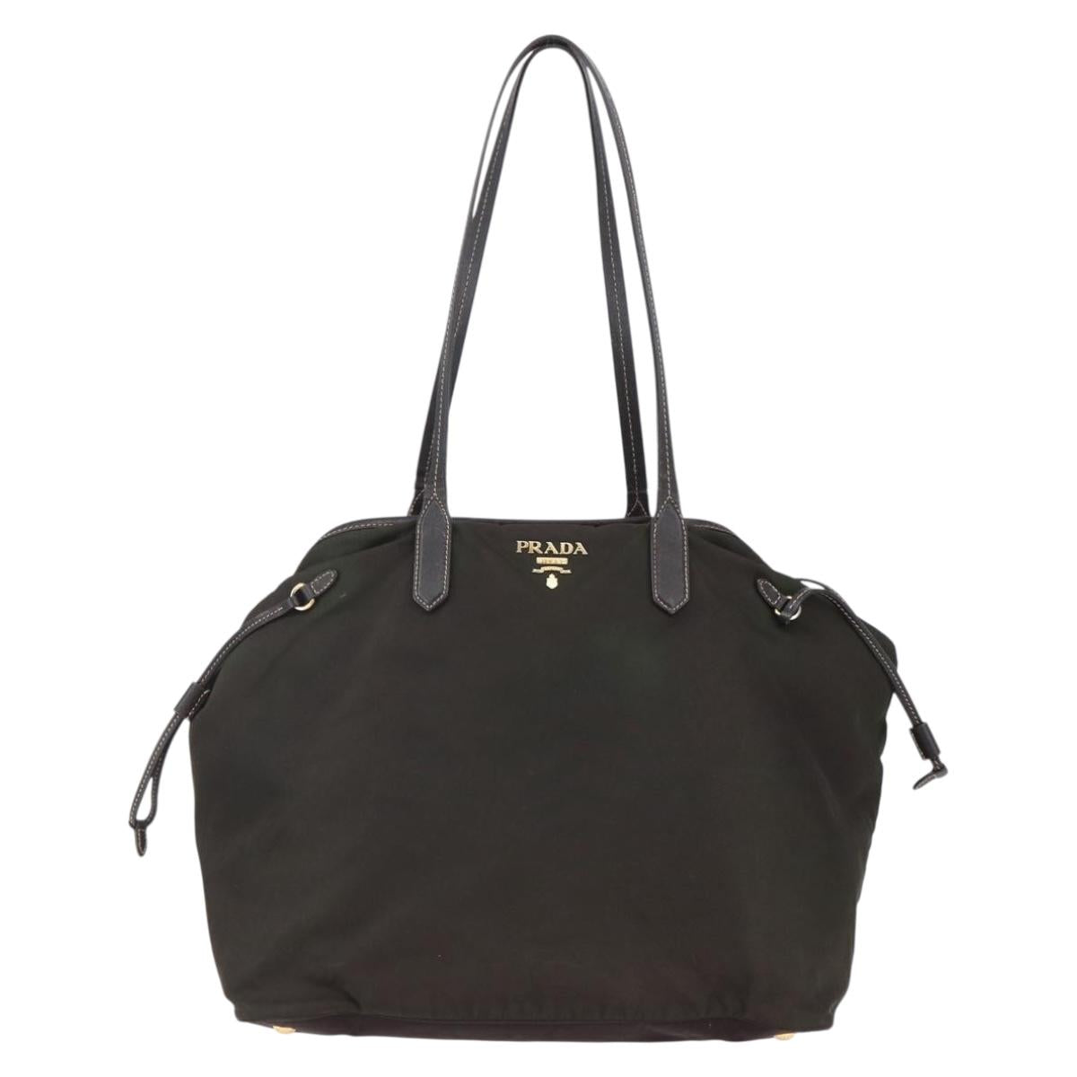 PRADA Tote Bag Nylon Khaki Gold Auth bs30074