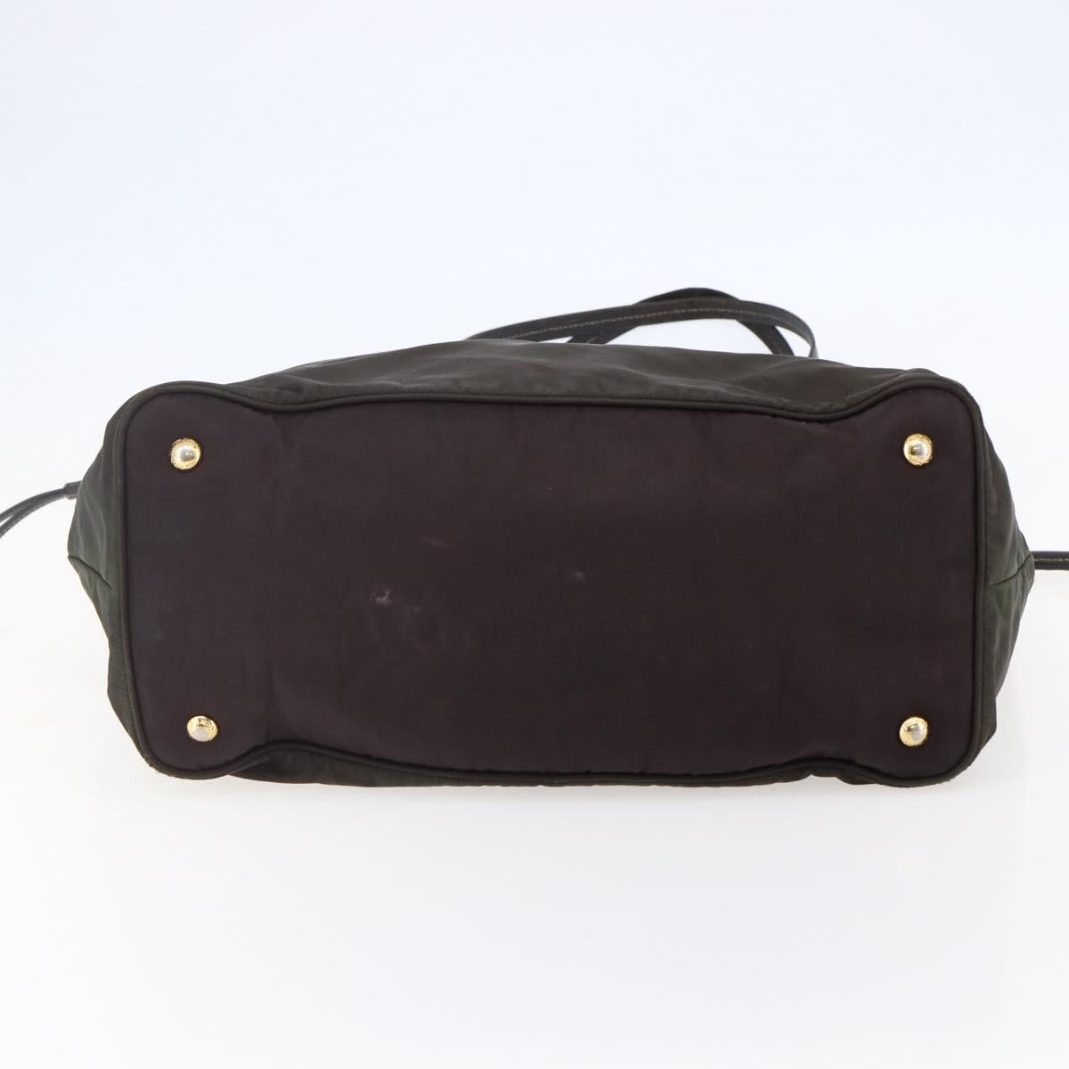 PRADA Tote Bag Nylon Khaki Gold Auth bs30074