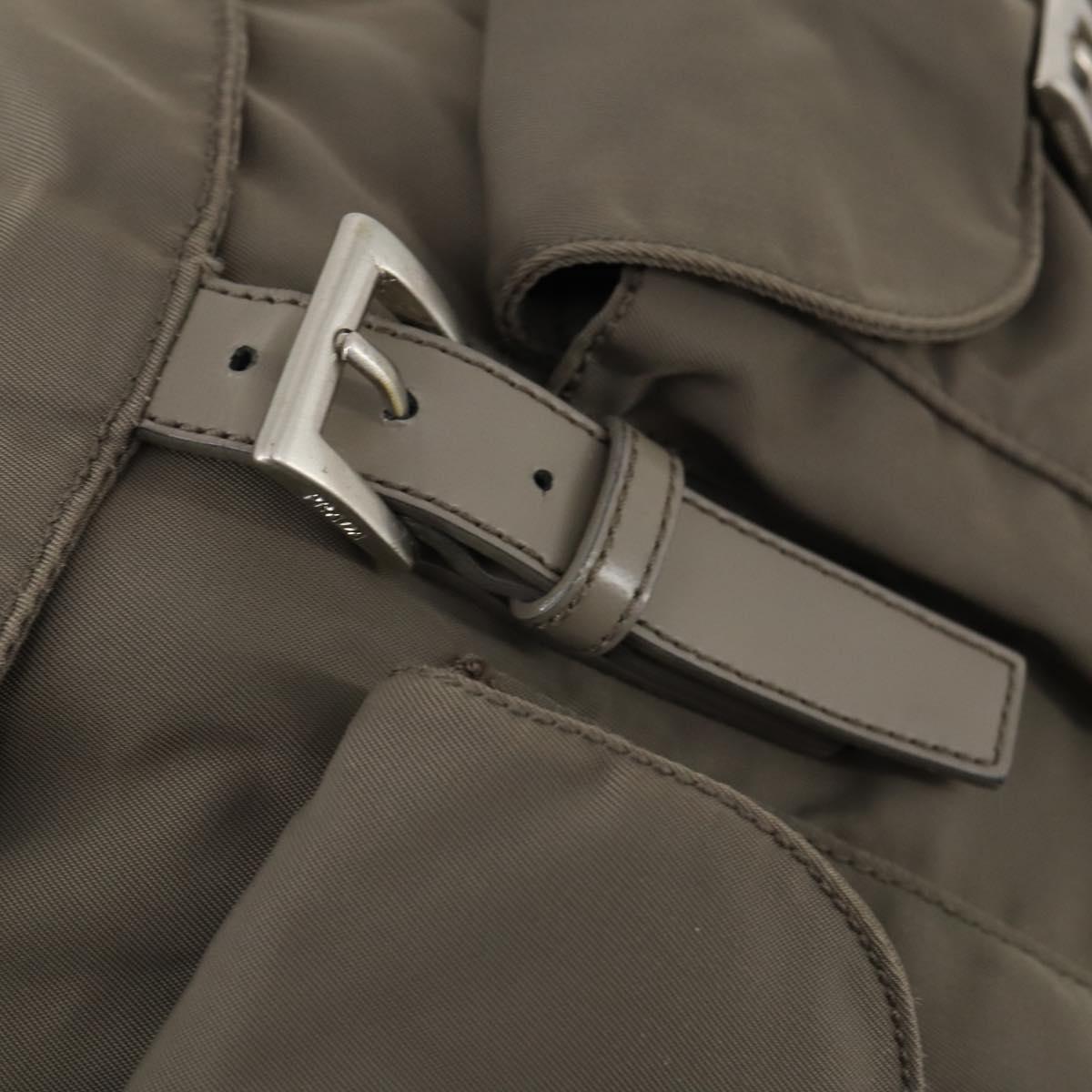 PRADA Backpack Nylon Gray Silver Auth bs30075