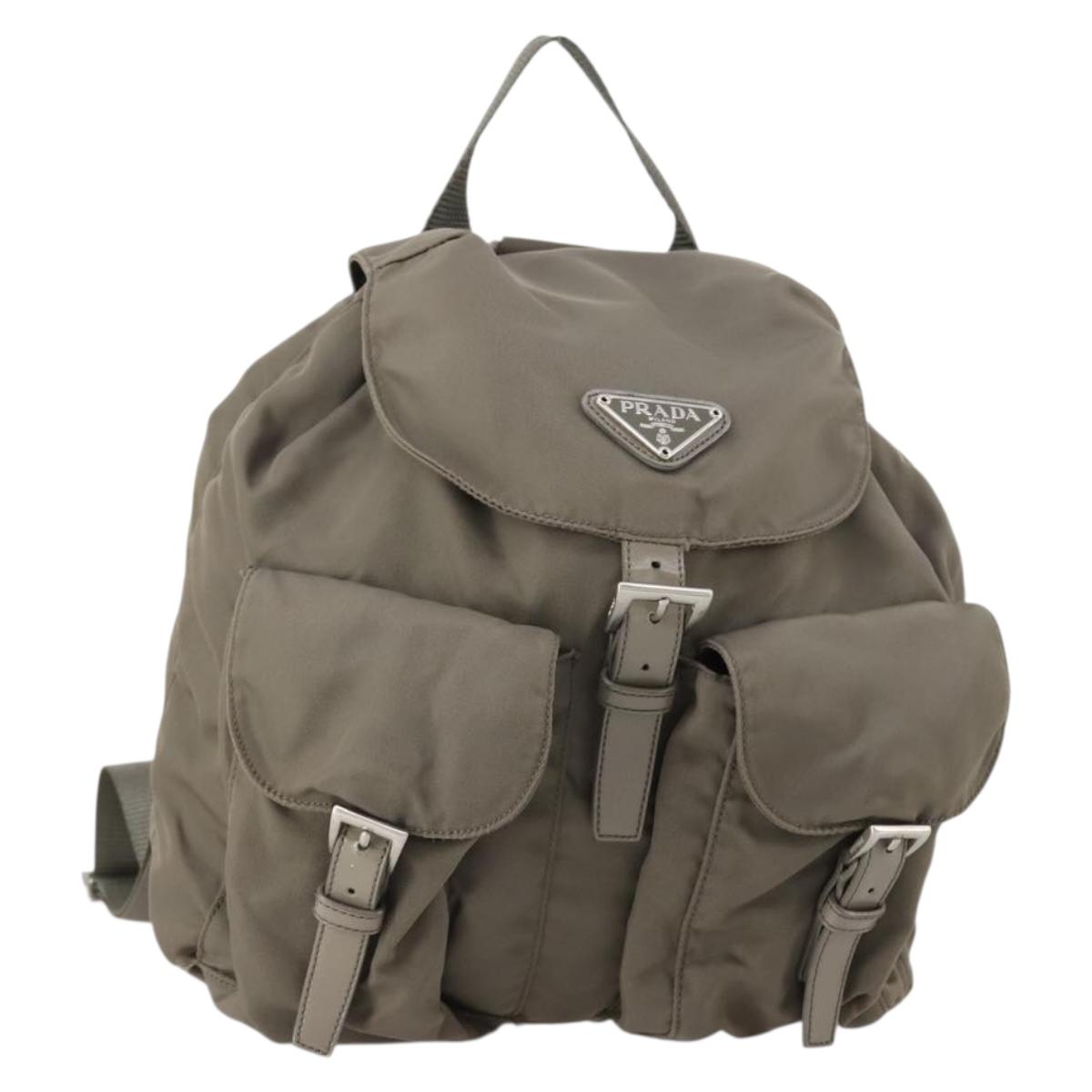 PRADA Backpack Nylon Gray Silver Auth bs30075