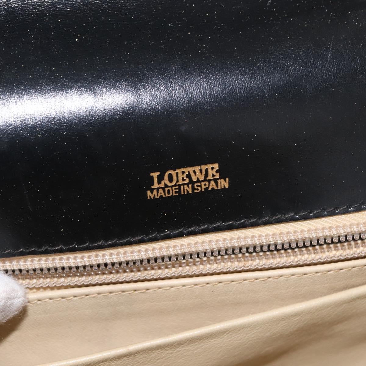LOEWE Anagram Tote Bag Leather Black Gold Auth bs30079