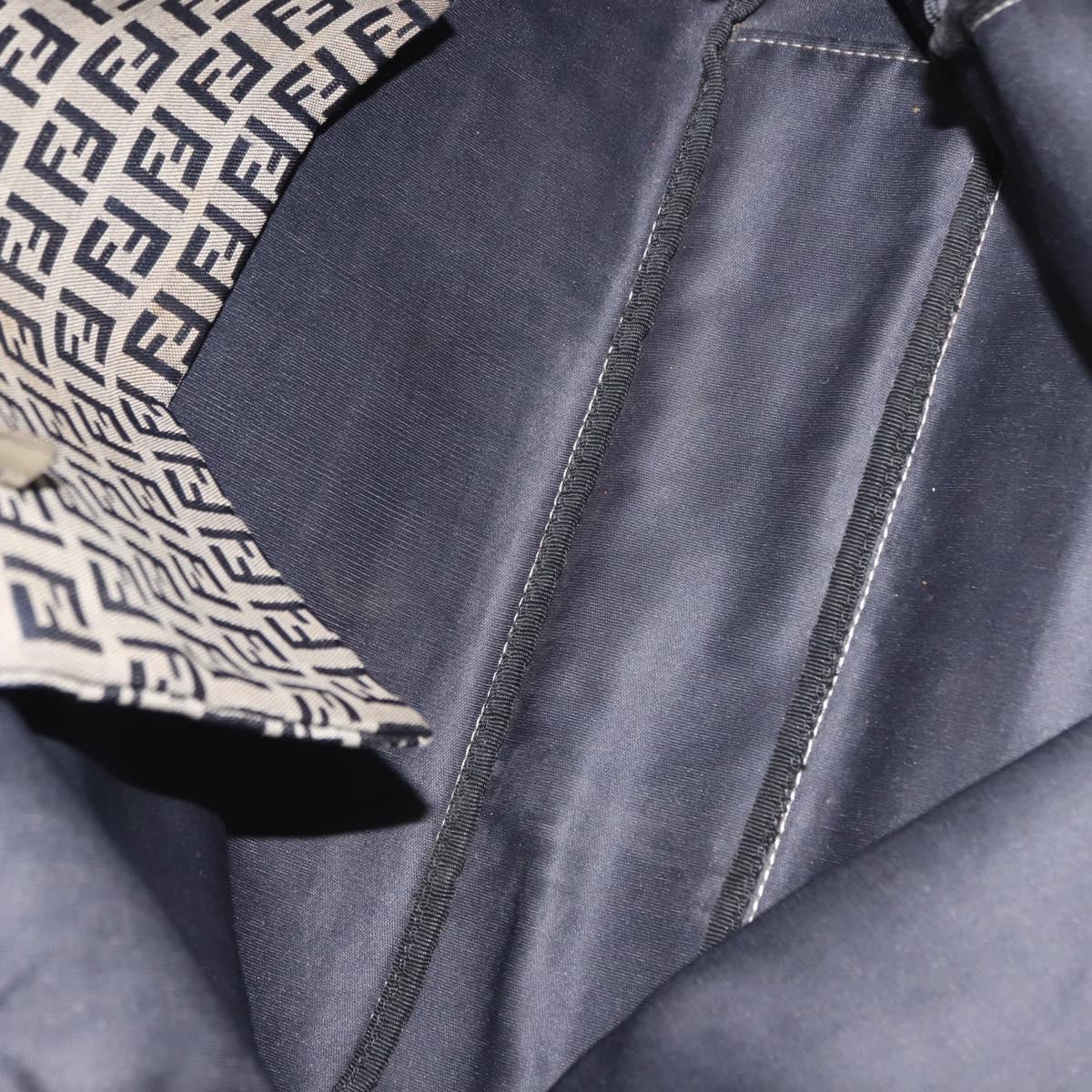 FENDI Zucchino Canvas Tote Bag Navy Gold Auth bs30080