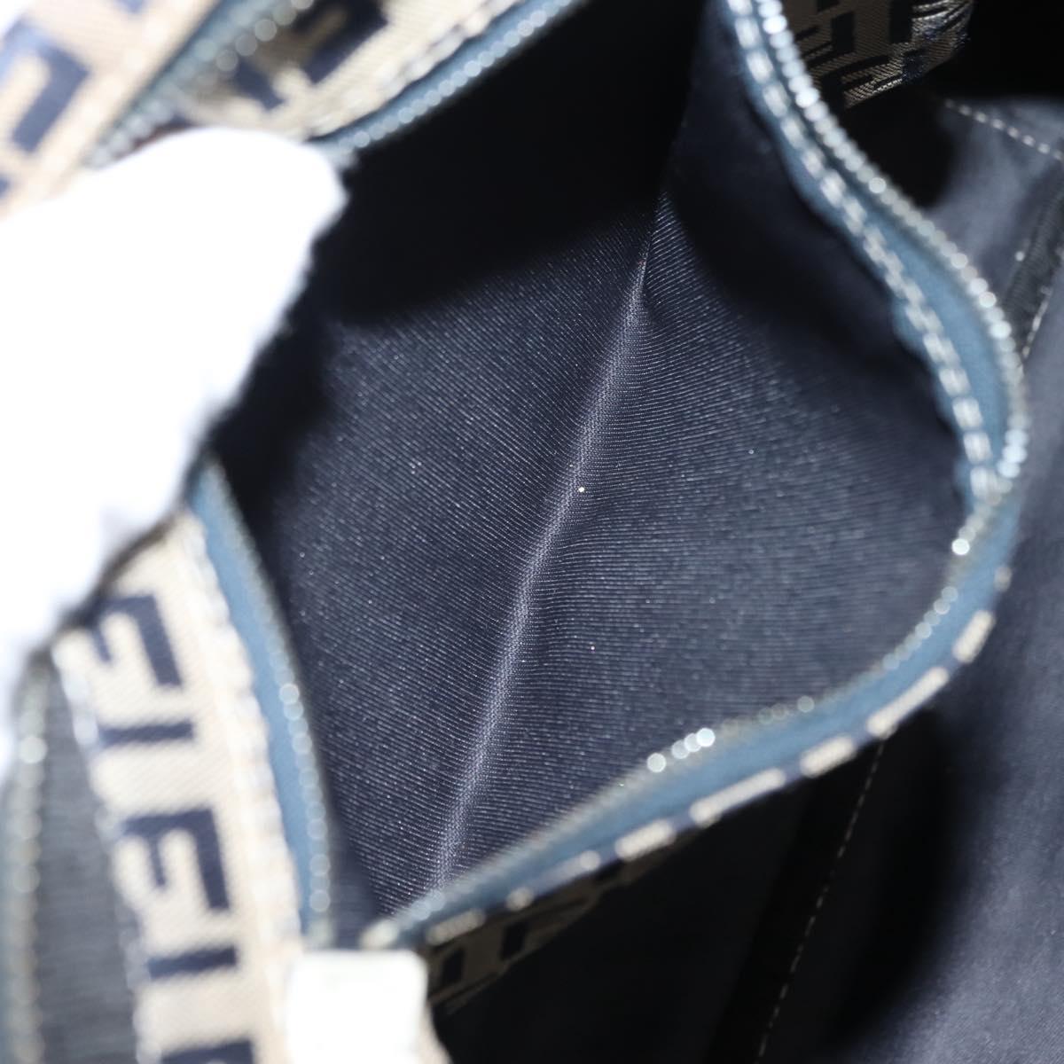 FENDI Zucchino Canvas Tote Bag Navy Gold Auth bs30080