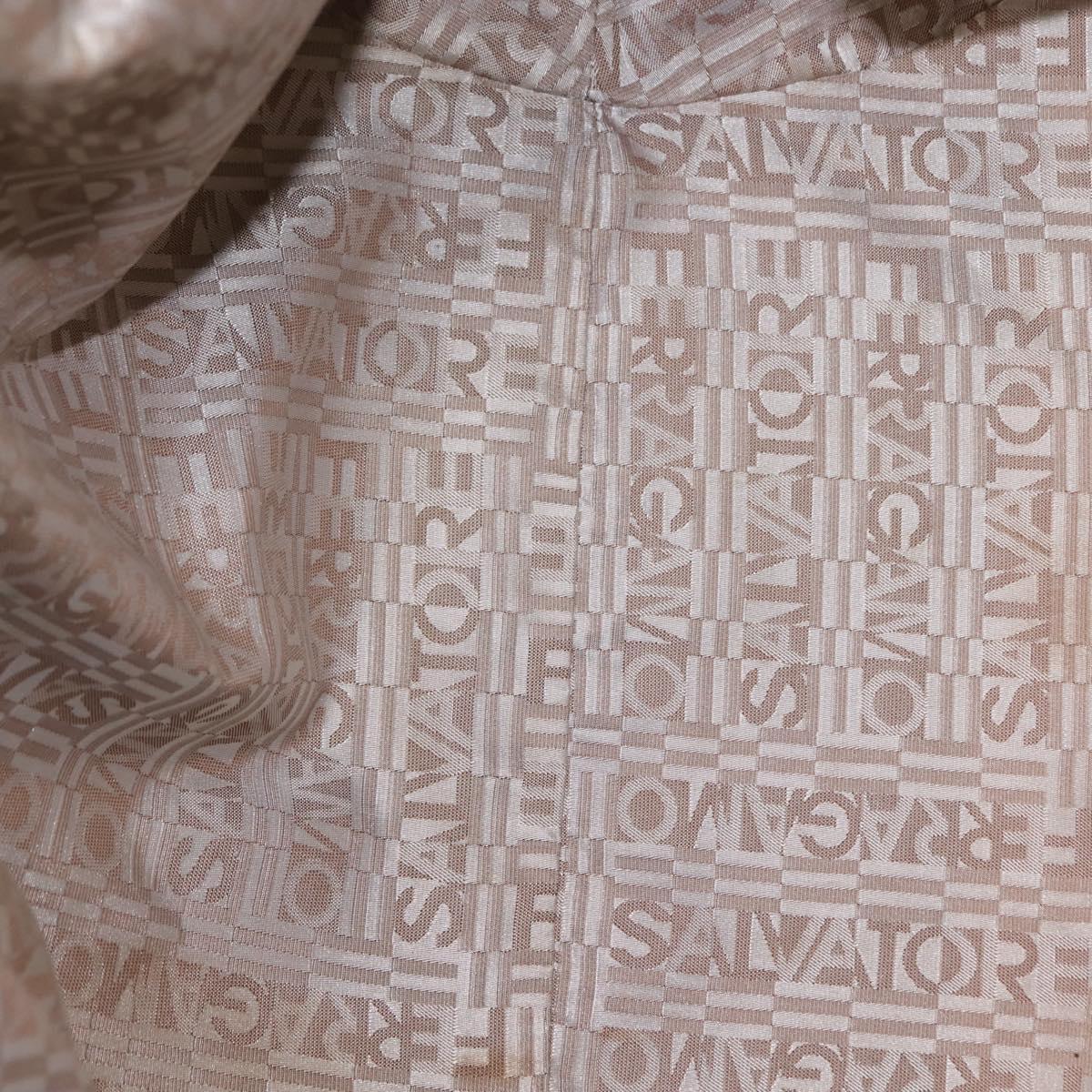 Salvatore Ferragamo Gancini Marissa Tote Bag Leather Beige Silver Auth bs30081