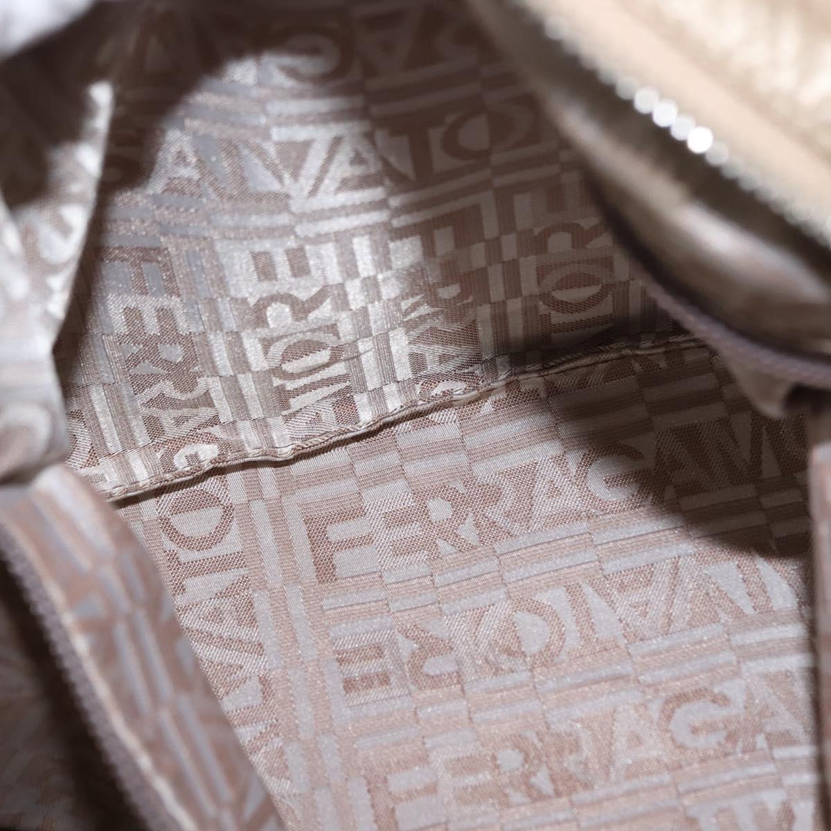 Salvatore Ferragamo Gancini Marissa Tote Bag Leather Beige Silver Auth bs30081