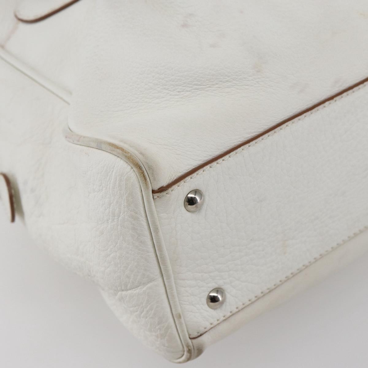 Salvatore Ferragamo Gancini Marissa Tote Bag Leather White Silver Auth bs30082