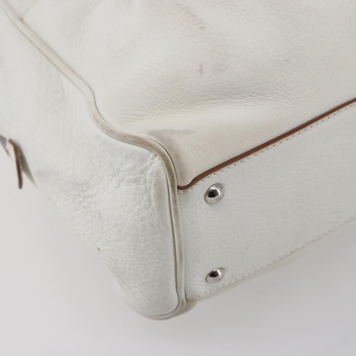 Salvatore Ferragamo Gancini Marissa Tote Bag Leather White Silver Auth bs30082