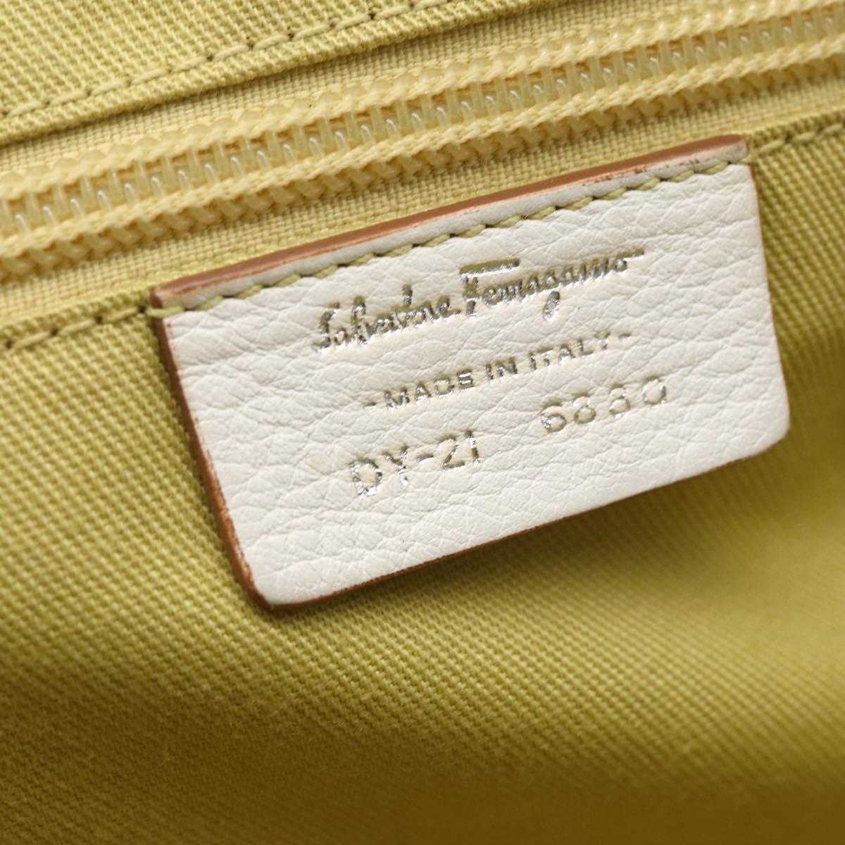 Salvatore Ferragamo Gancini Marissa Tote Bag Leather White Silver Auth bs30082