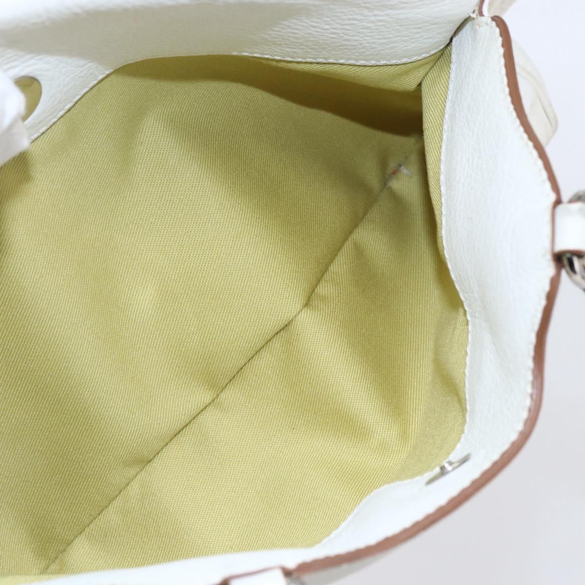 Salvatore Ferragamo Gancini Marissa Tote Bag Leather White Silver Auth bs30082