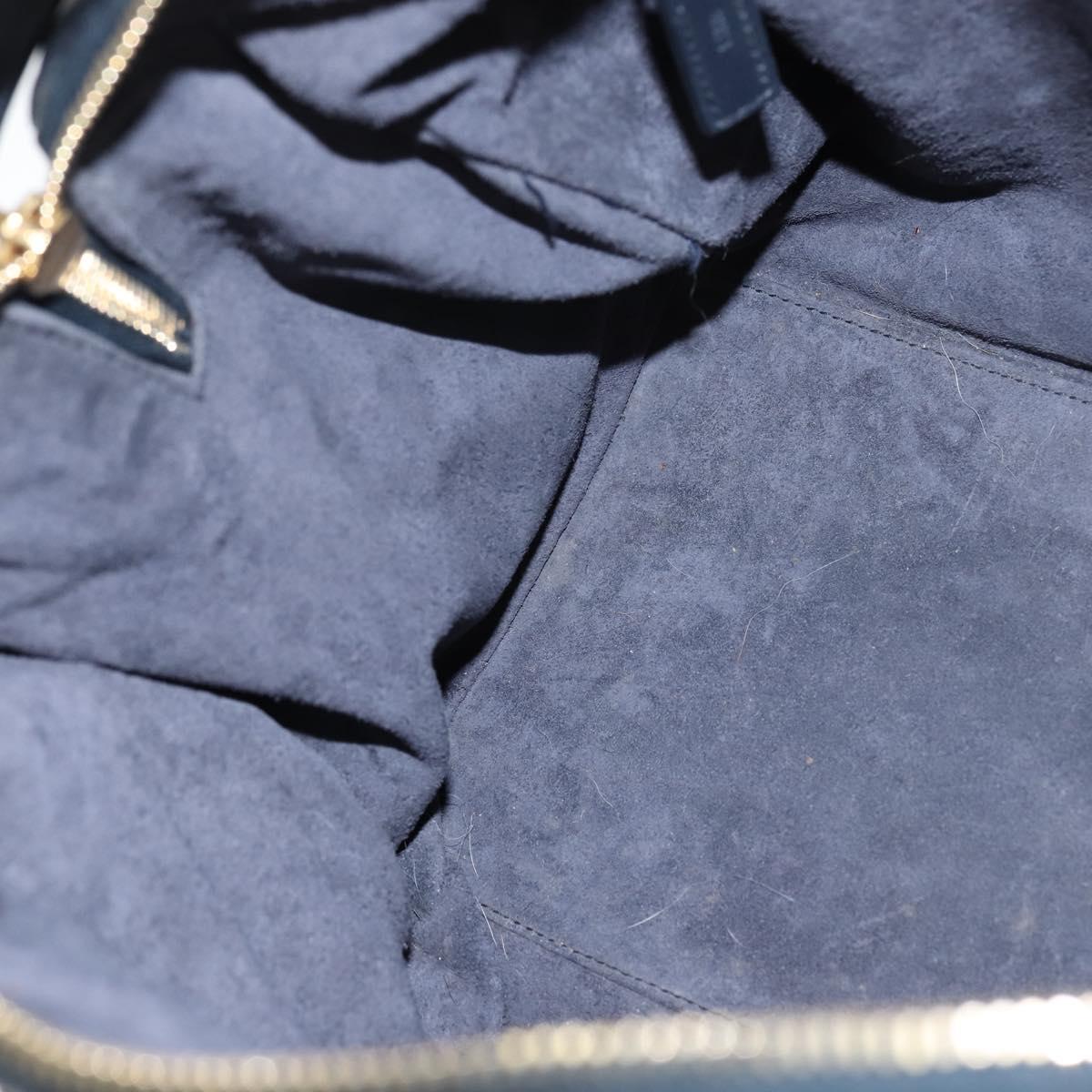 SAINT LAURENT Mini Boston Bag Leather 2way Navy Gold Auth bs30084