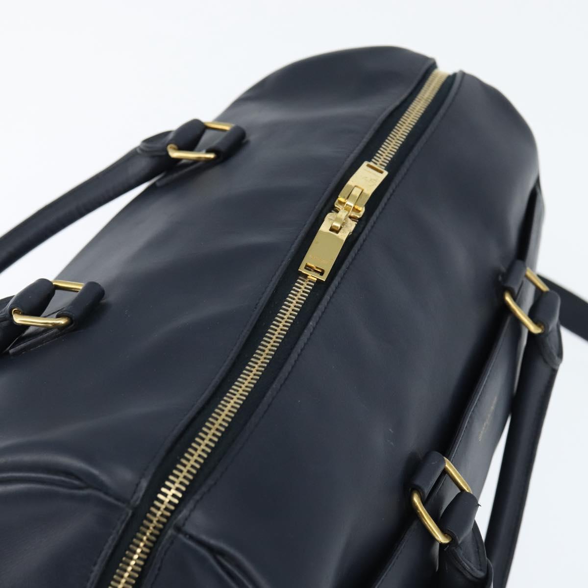 SAINT LAURENT Mini Boston Bag Leather 2way Navy Gold Auth bs30084