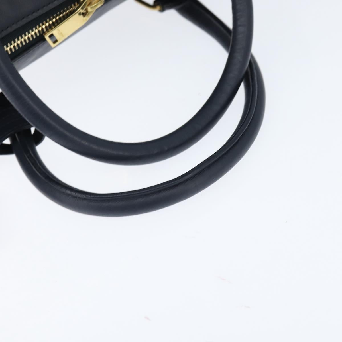 SAINT LAURENT Mini Boston Bag Leather 2way Navy Gold Auth bs30084