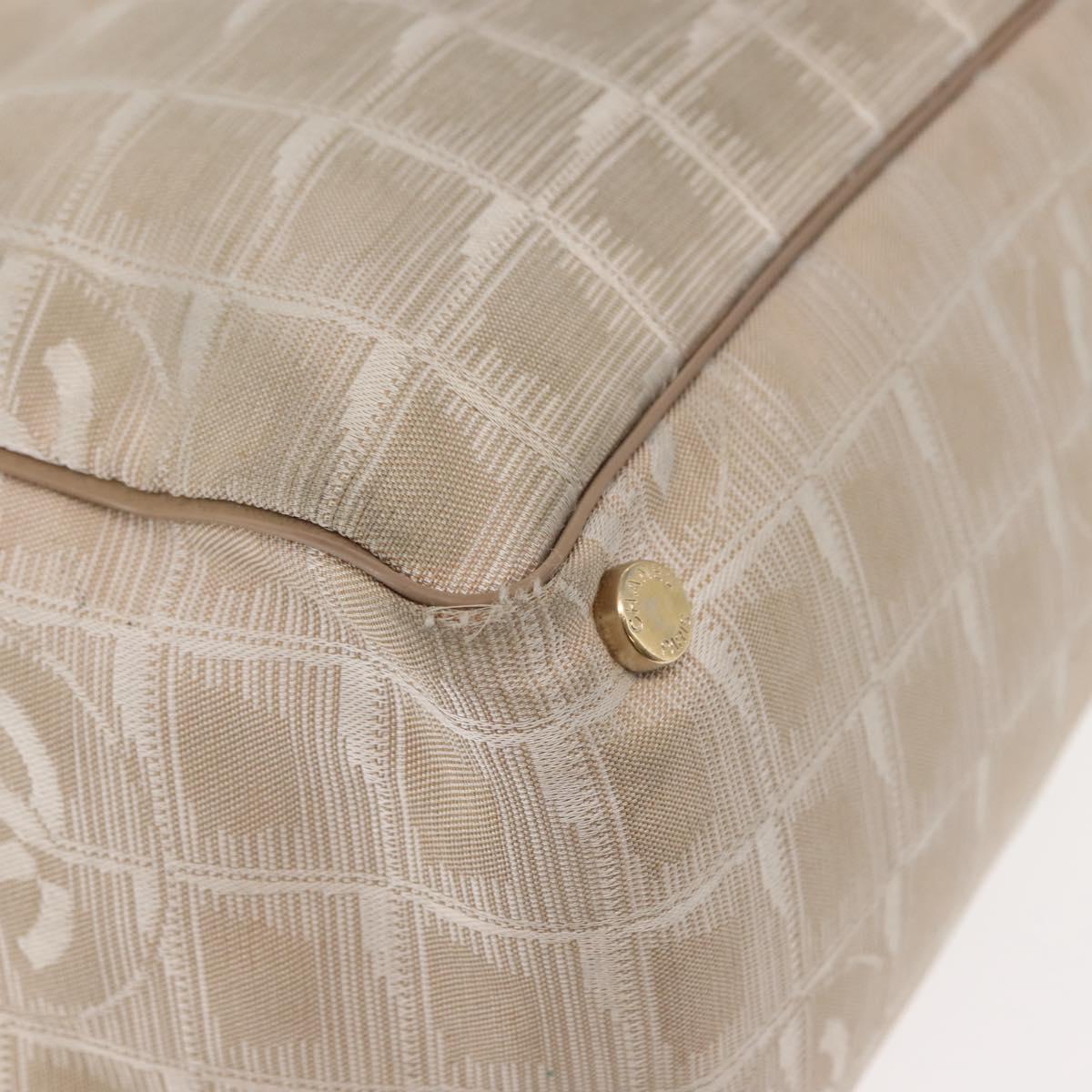 CHANEL New Travel Line Tote Bag Nylon Beige Gold CC Auth bs30087