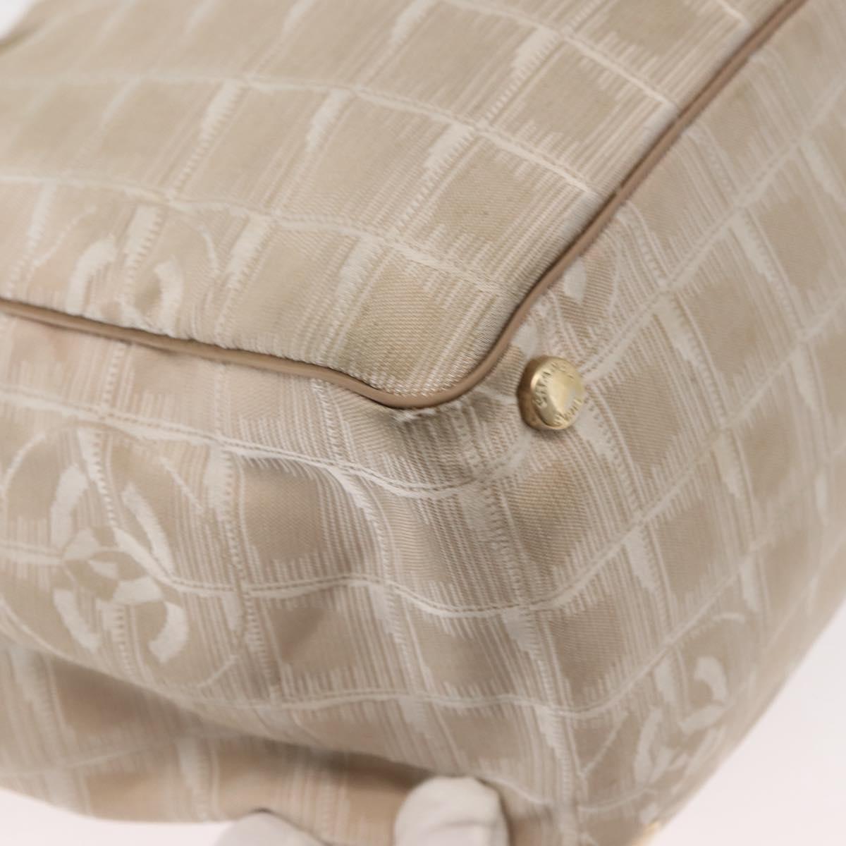 CHANEL New Travel Line Tote Bag Nylon Beige Gold CC Auth bs30087