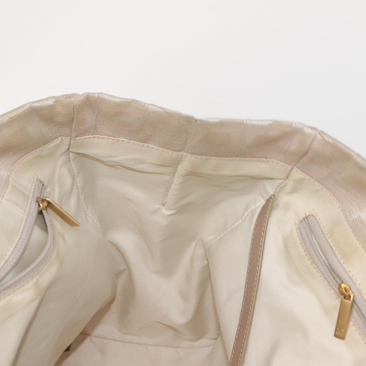 CHANEL New Travel Line Tote Bag Nylon Beige Gold CC Auth bs30087