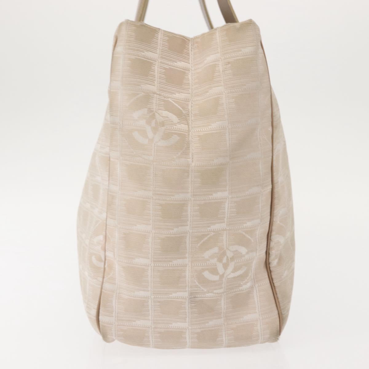 CHANEL New Travel Line Tote Bag Nylon Beige Gold CC Auth bs30087