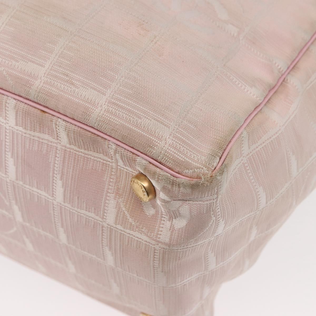 CHANEL New Travel Line Tote Bag Nylon Pink CC Auth bs30088