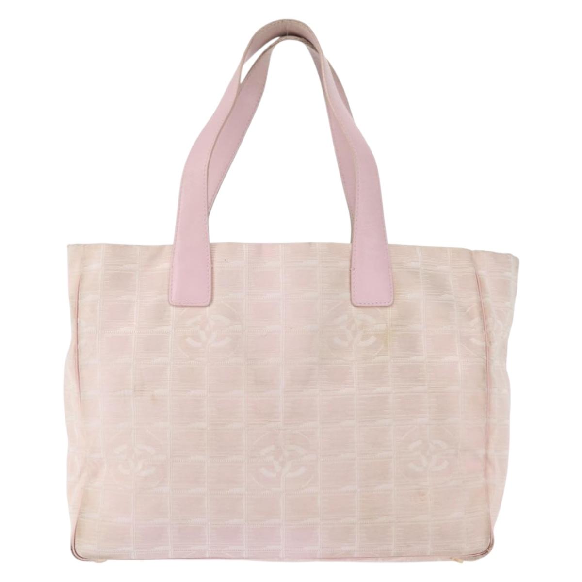 CHANEL New Travel Line Tote Bag Nylon Pink CC Auth bs30088
