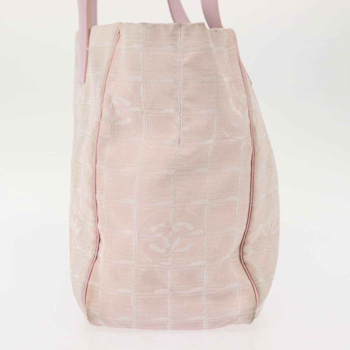 CHANEL New Travel Line Tote Bag Nylon Pink CC Auth bs30088