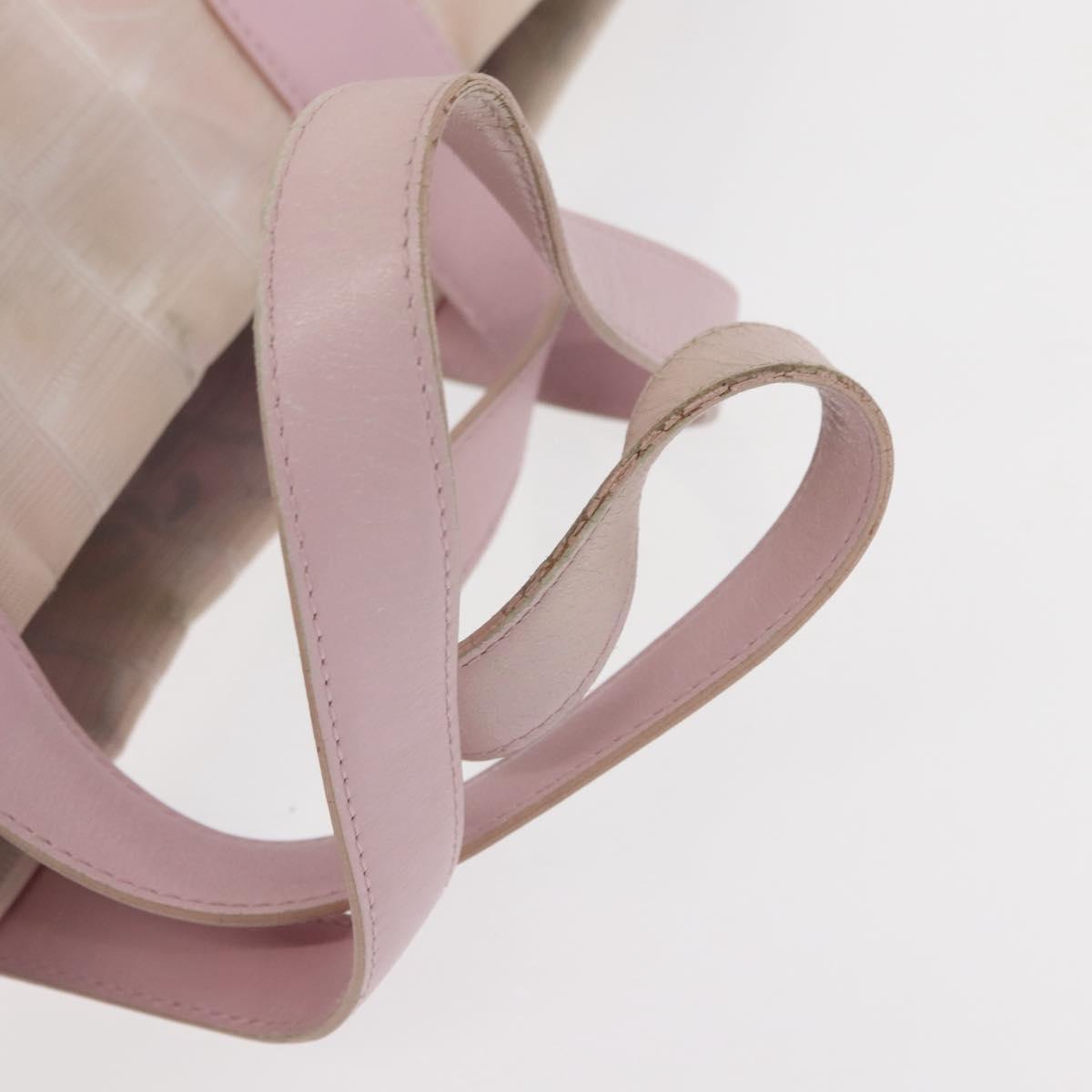 CHANEL New Travel Line Tote Bag Nylon Pink CC Auth bs30088