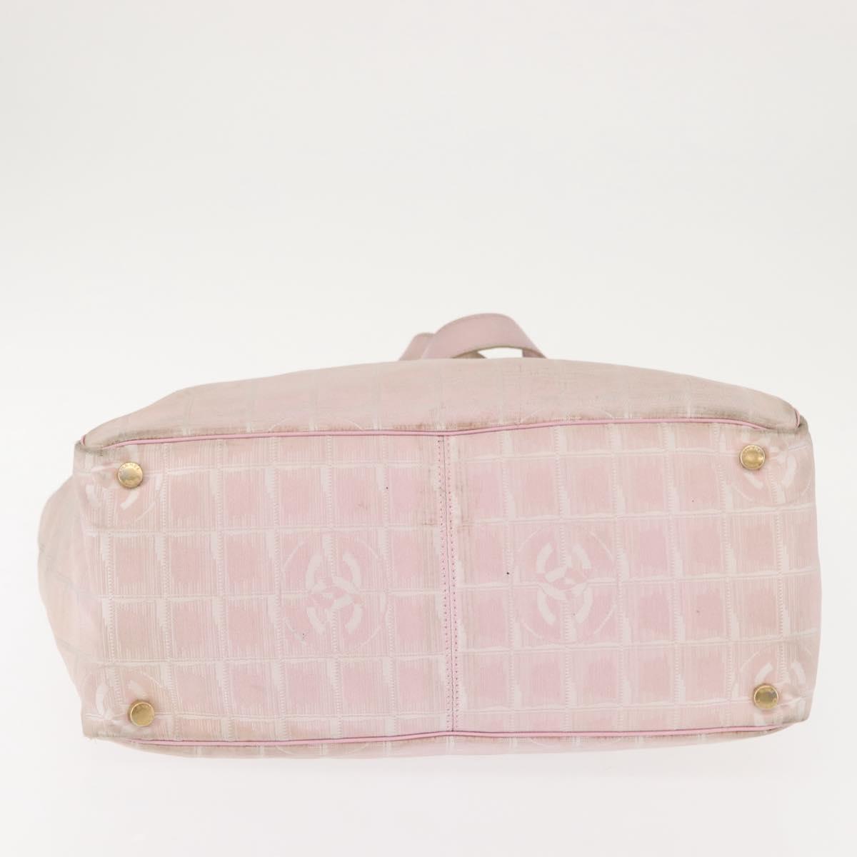 CHANEL New Travel Line Tote Bag Nylon Pink CC Auth bs30088