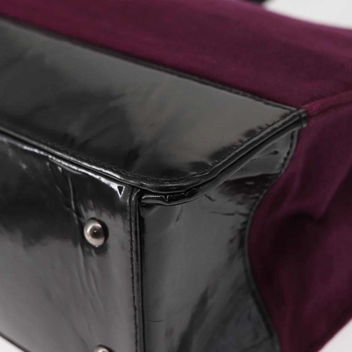 CHANEL Tote Bag Cotton Purple Black CC Auth bs30089