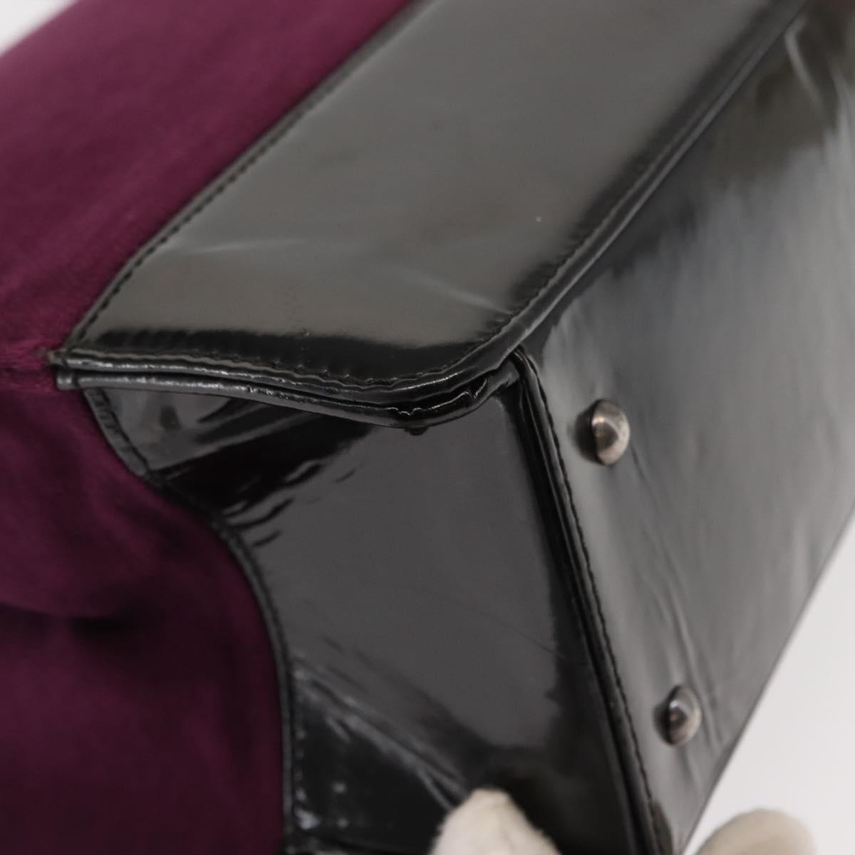 CHANEL Tote Bag Cotton Purple Black CC Auth bs30089