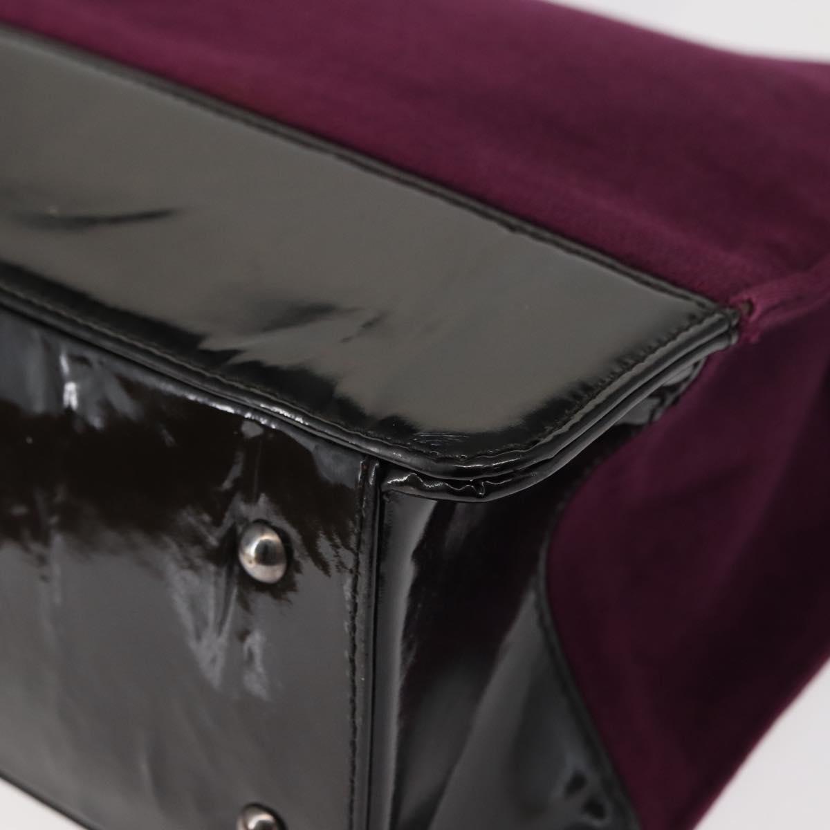 CHANEL Tote Bag Cotton Purple Black CC Auth bs30089