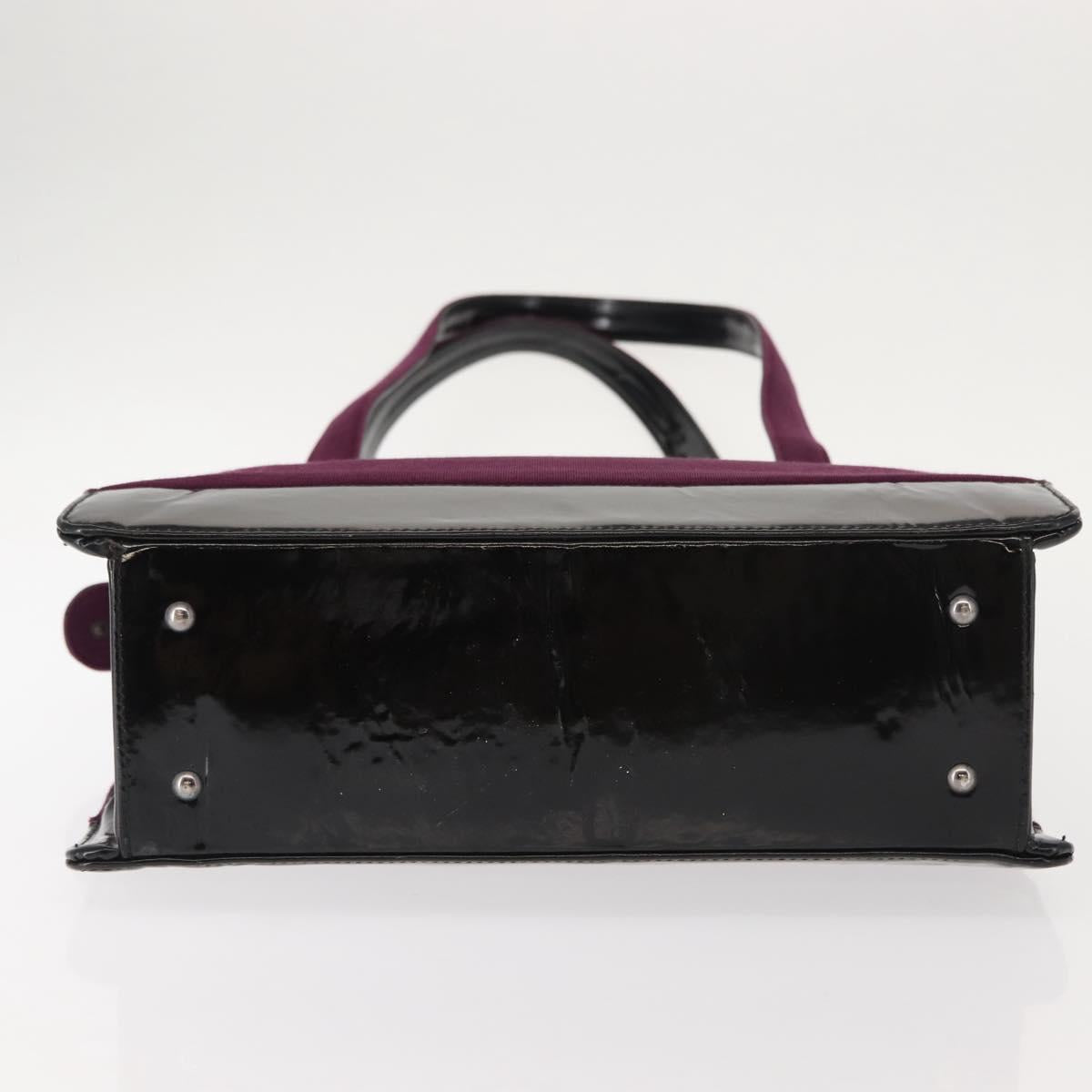 CHANEL Tote Bag Cotton Purple Black CC Auth bs30089