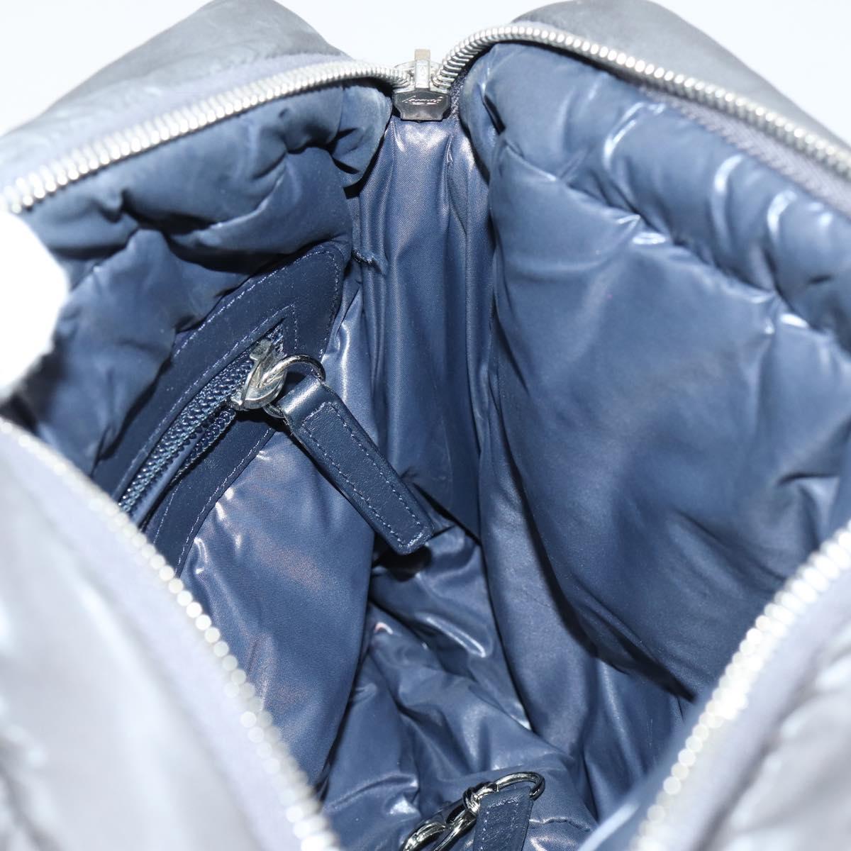 CHANEL Cococoon Shoulder Bag Nylon Gray Silver CC Auth bs30090