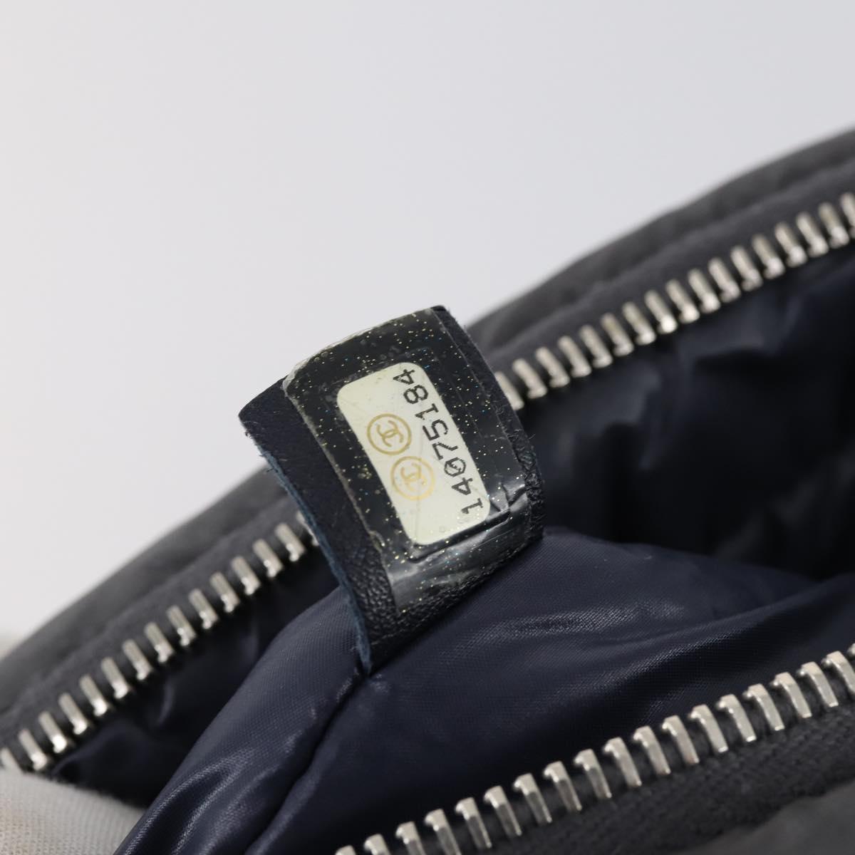 CHANEL Cococoon Shoulder Bag Nylon Gray Silver CC Auth bs30090