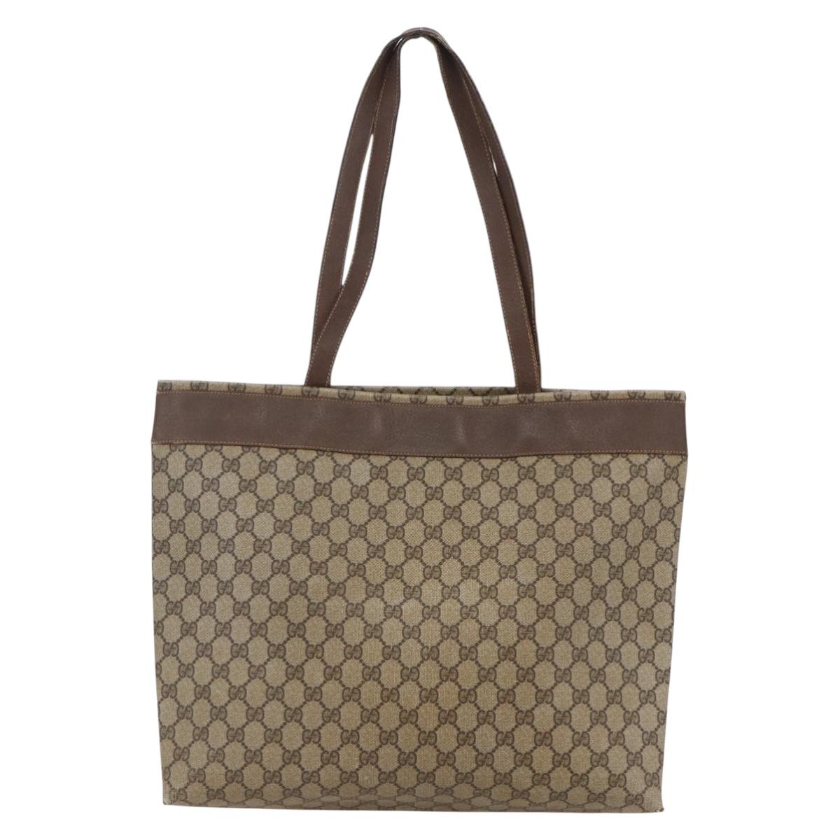 GUCCI GG Supreme Tote Bag PVC Beige 156 02 109 Auth bs30092