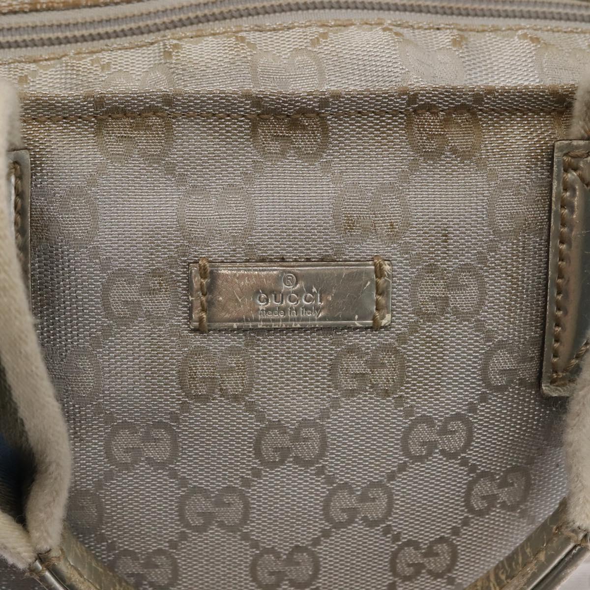 GUCCI GG Canvas Sherry Line Tote Bag Silver 131228 Auth bs30093