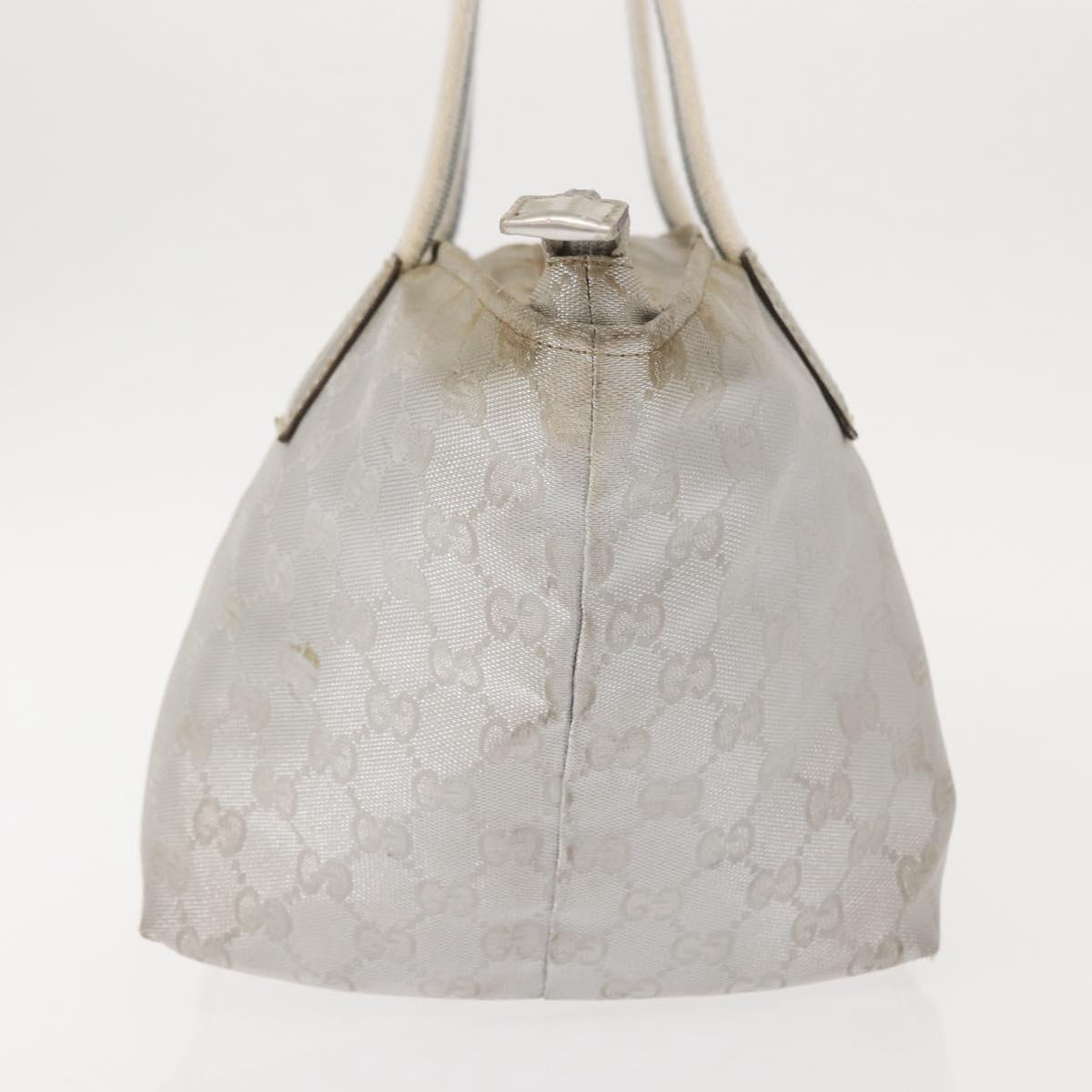 GUCCI GG Canvas Sherry Line Tote Bag Silver 131228 Auth bs30093
