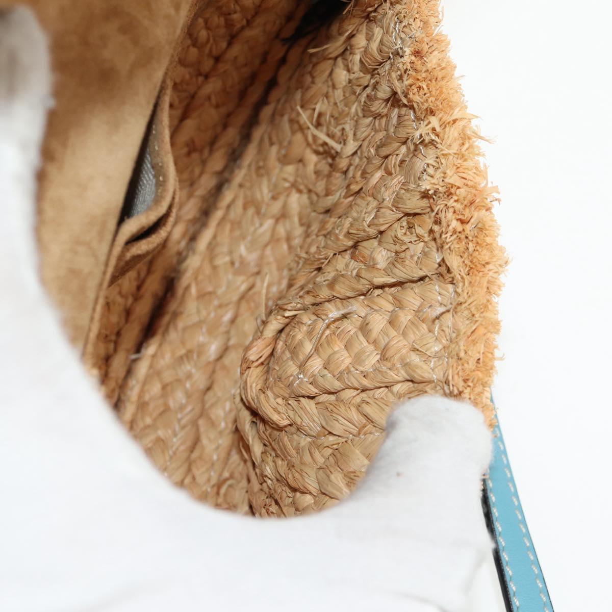 LOEWE Gate Bag Mini Shoulder Bag straw Beige Light Blue Auth bs30097A