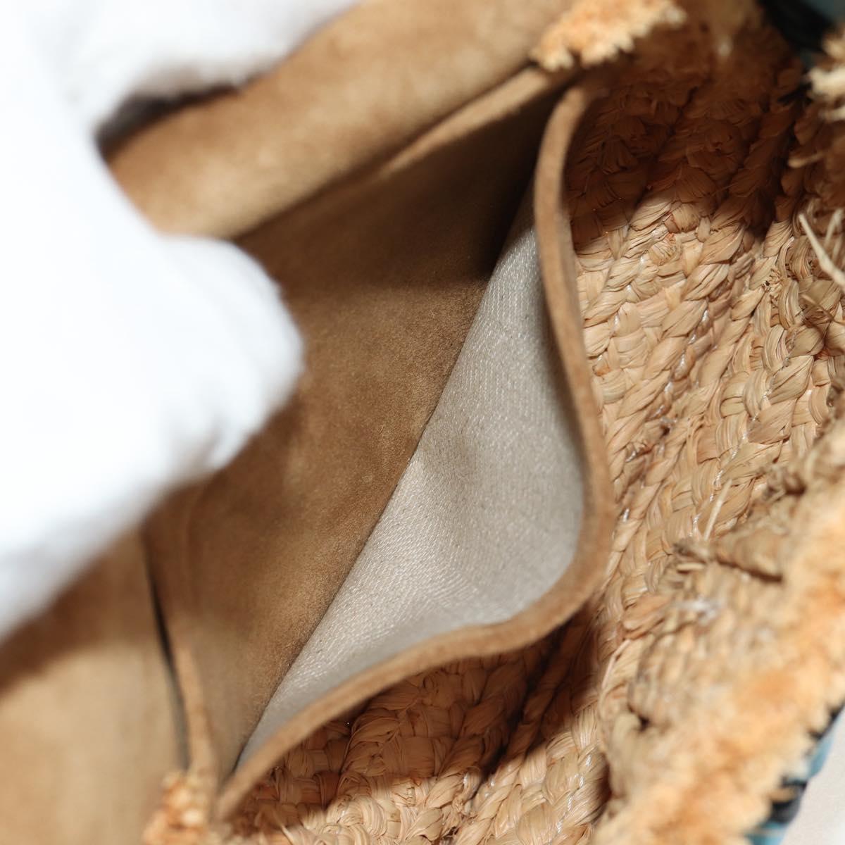 LOEWE Gate Bag Mini Shoulder Bag straw Beige Light Blue Auth bs30097A